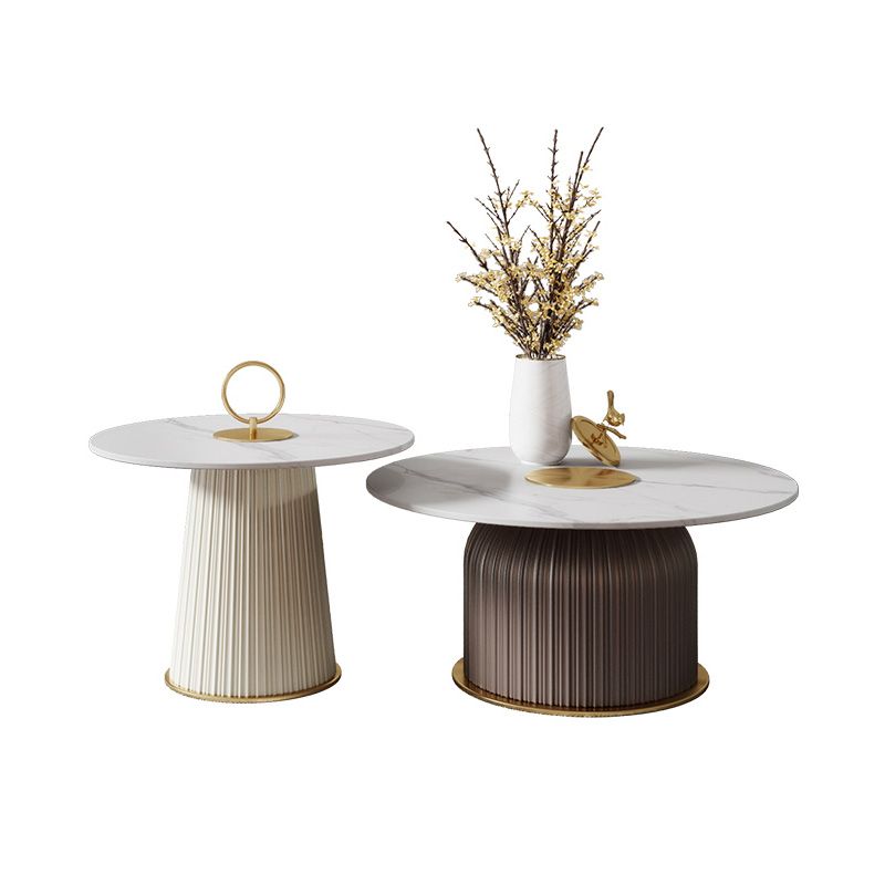 Drum Base Marble Top Round Coffee Table Drum Base Marble Top Round Coffee Table