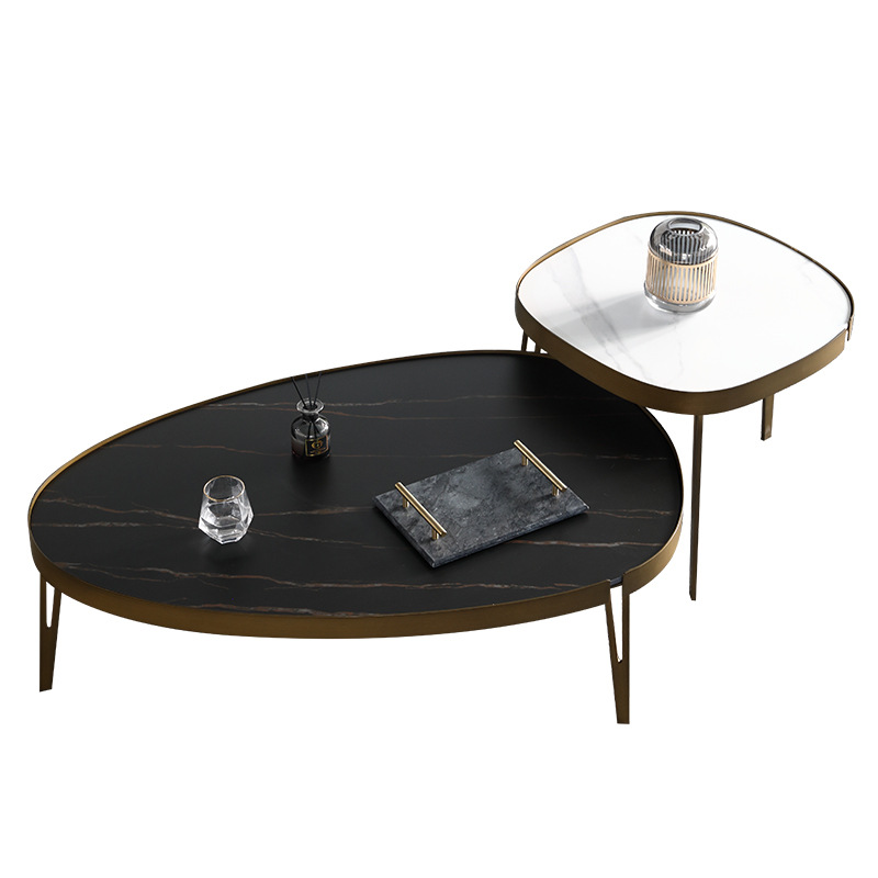 Light Luxury Modern Oval Rock Panel Coffee Table Light Luxury Modern Oval Rock Panel Coffee Table